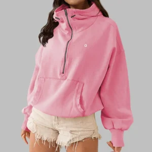 2025 Women's Outdoor Hooded Sports Zipper Drawstring Long Sleeve Top Daily Casual Loose Yoga Hoodie